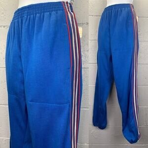Vintage 70s Deadstock Color Block Athletic Pants Blue Red White NWT Med